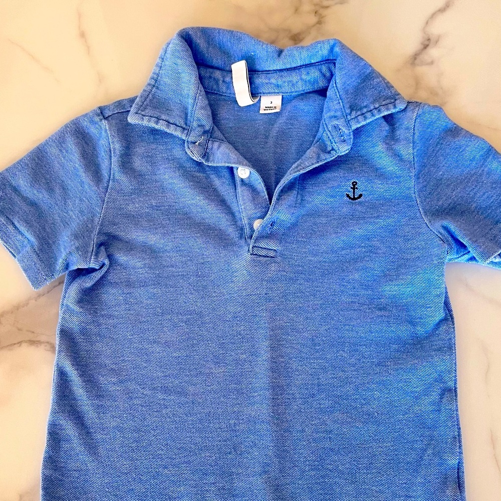 Janie & Jack boys polo collar shirt in blue 3T